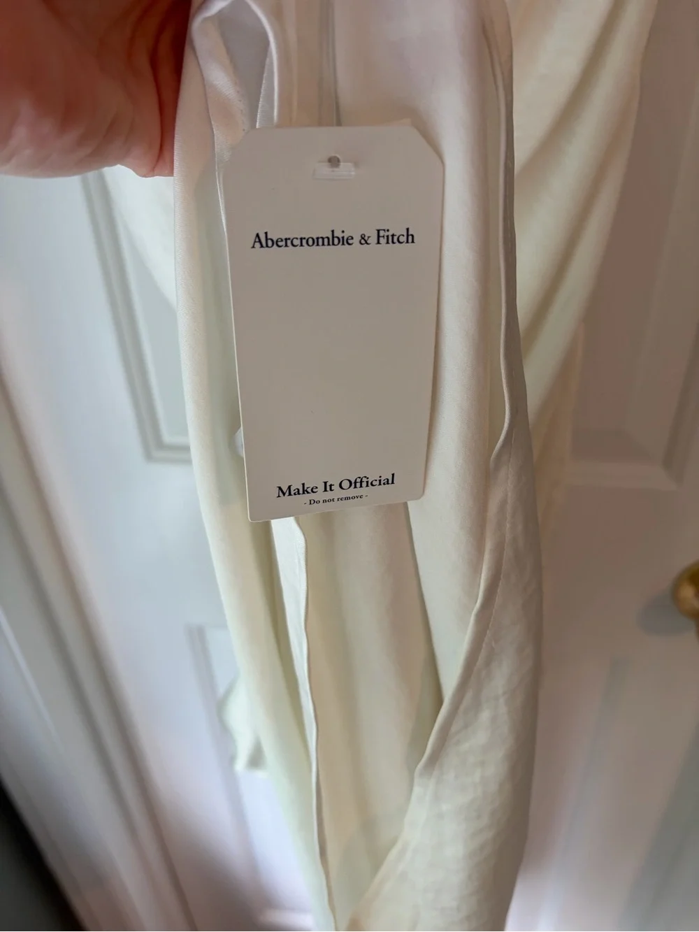 Abercrombie & Fitch Cream Satin Maxi Dress